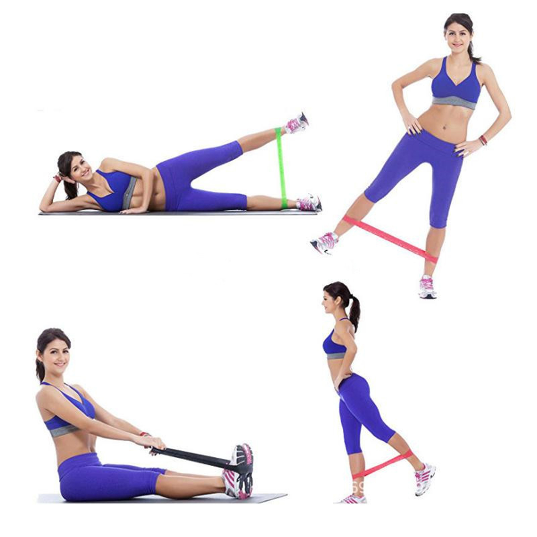 Resistance Stretch Fitness Exercise Yoga Belt Strap Set 4