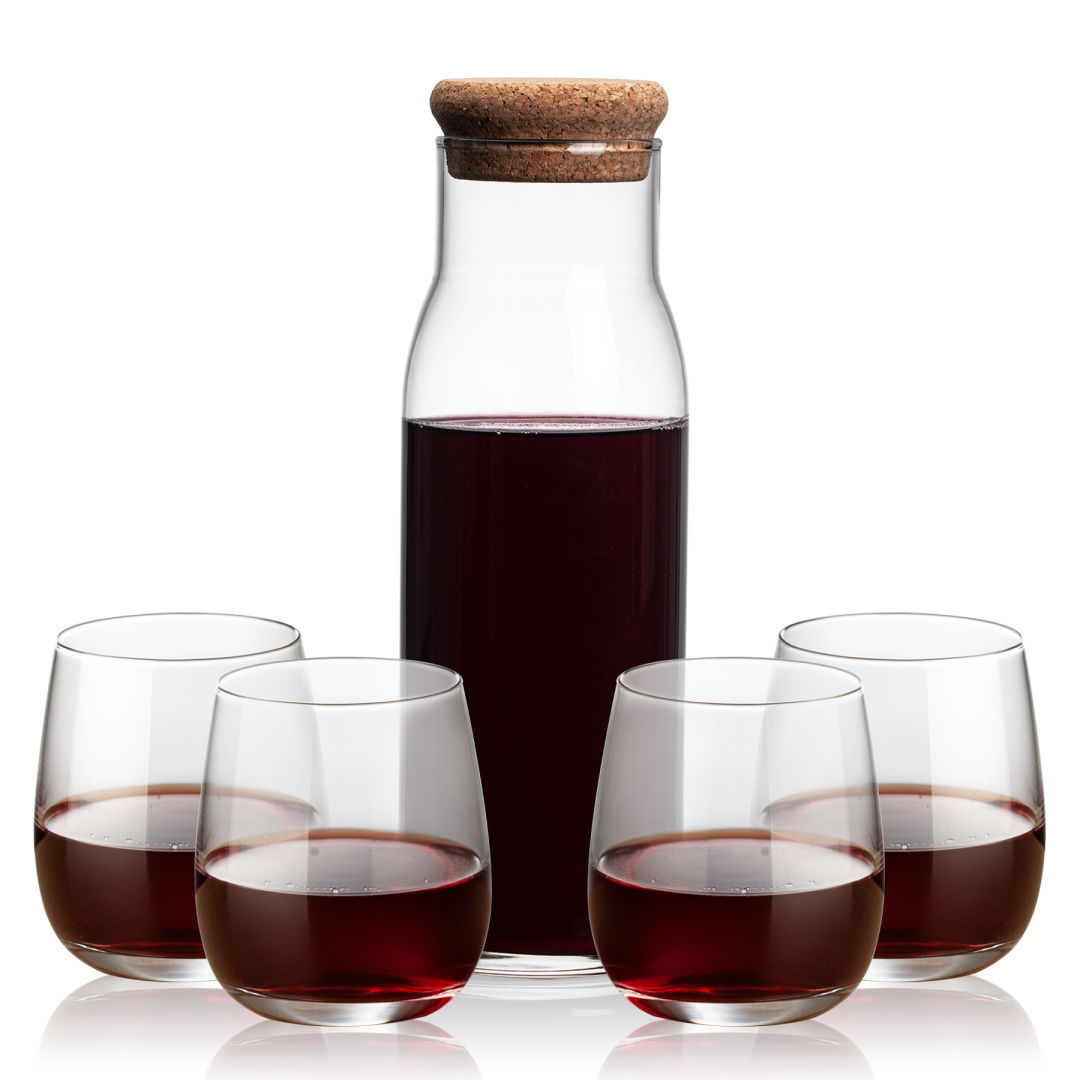 Aviston Carafe & Crestview Stemless Wine 7