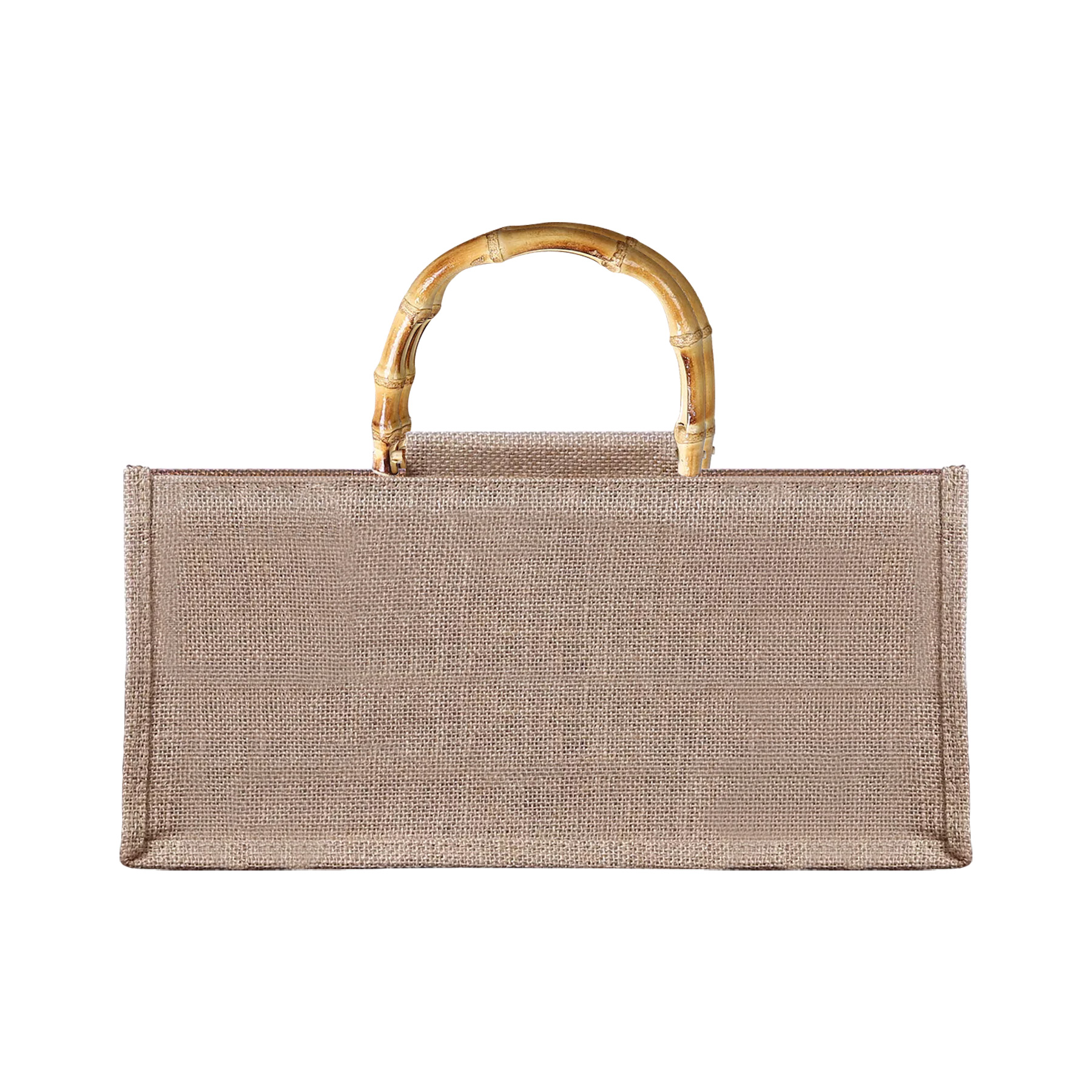Jute Gift Tote Bag With Bamboo Handle, custom tote bag with logo imprint 4