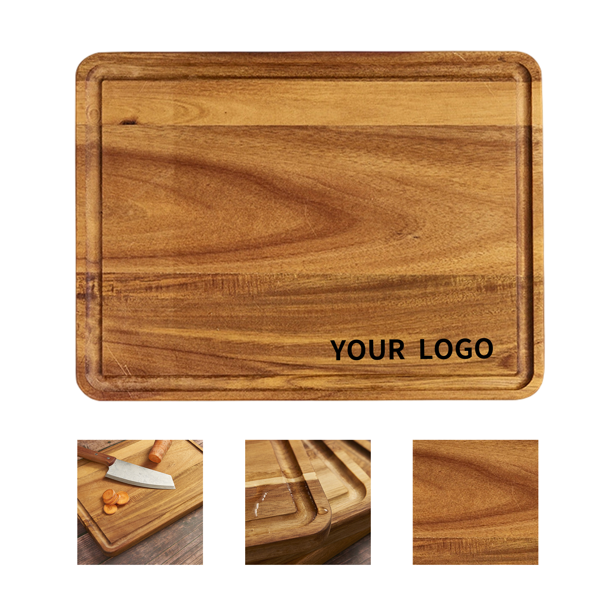 Acacia Wood Rectangular Cutting Board With Juice Groove 3