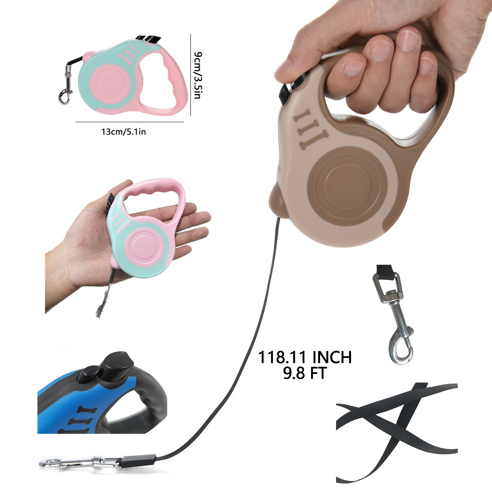 Retractable Pet Leash 9.8ft Durable Automatic Dog Walking Lead 4