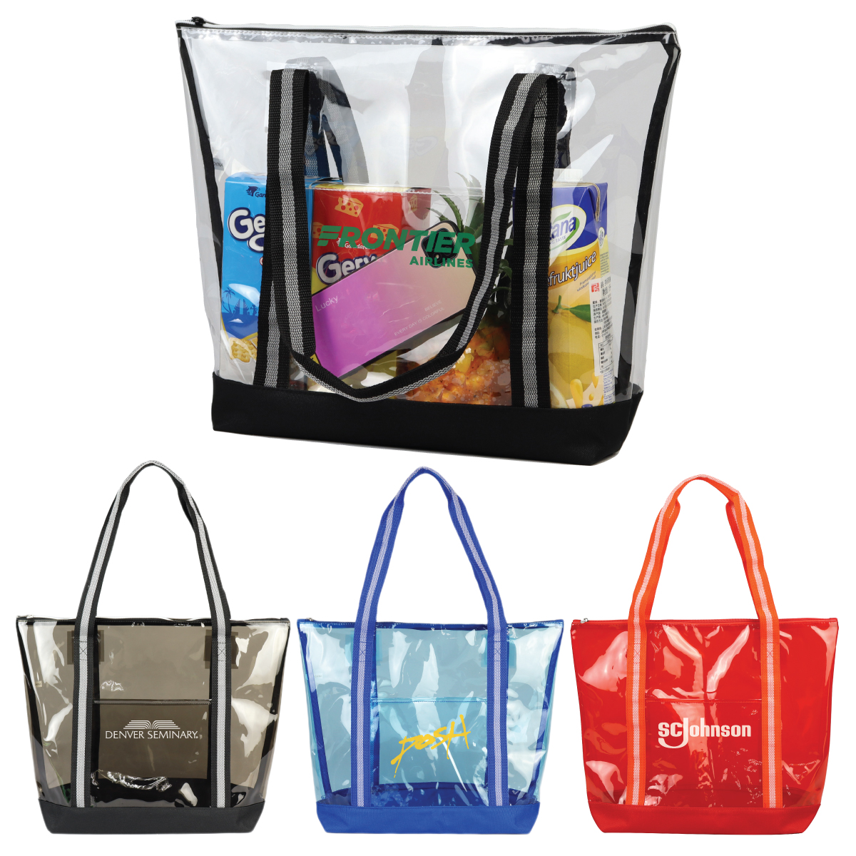 Soft TPU Clear Jumbo Zippered Tote Bag 1