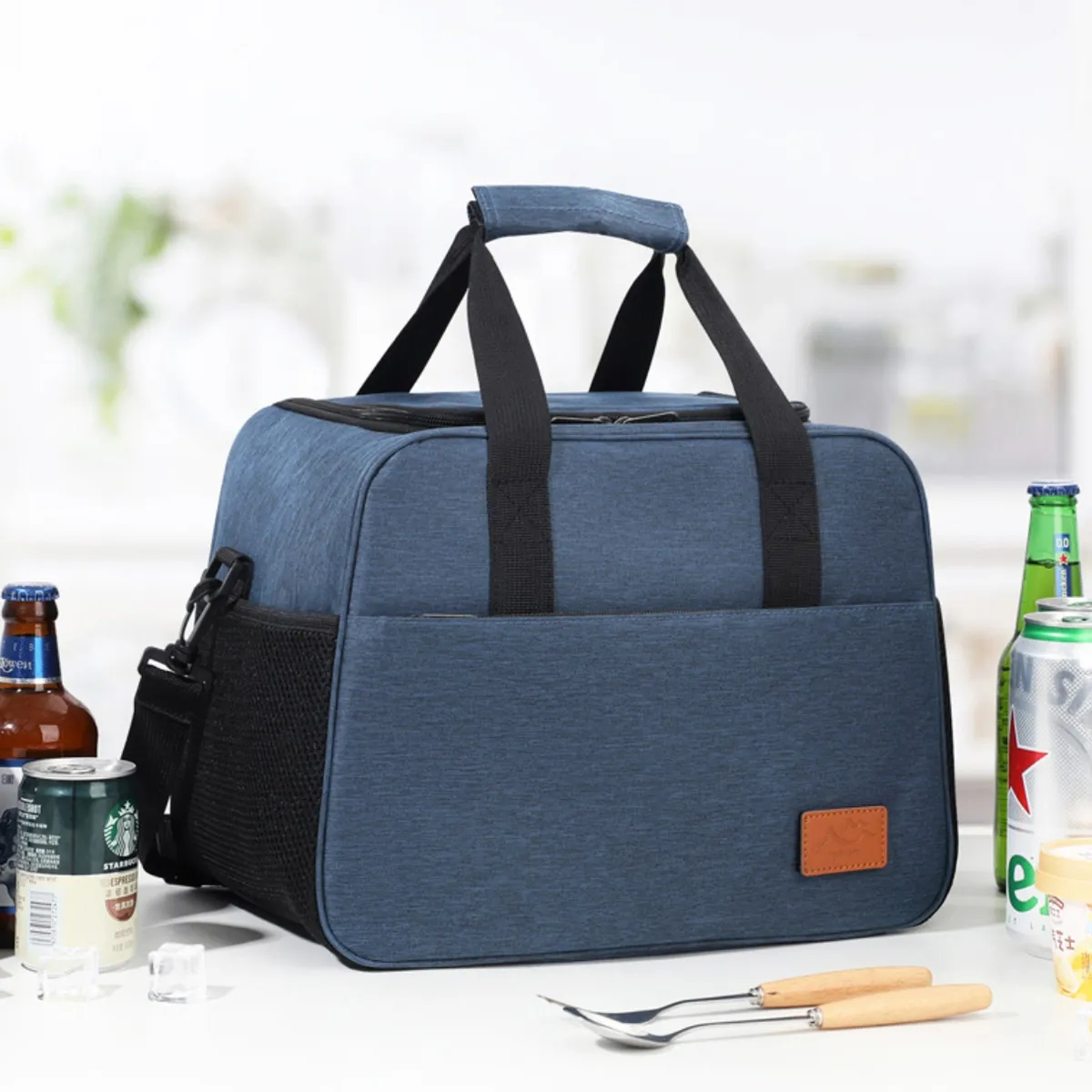 Insulated Picnic Lunch Cooler Tote Bag with Shoulder Strap 5