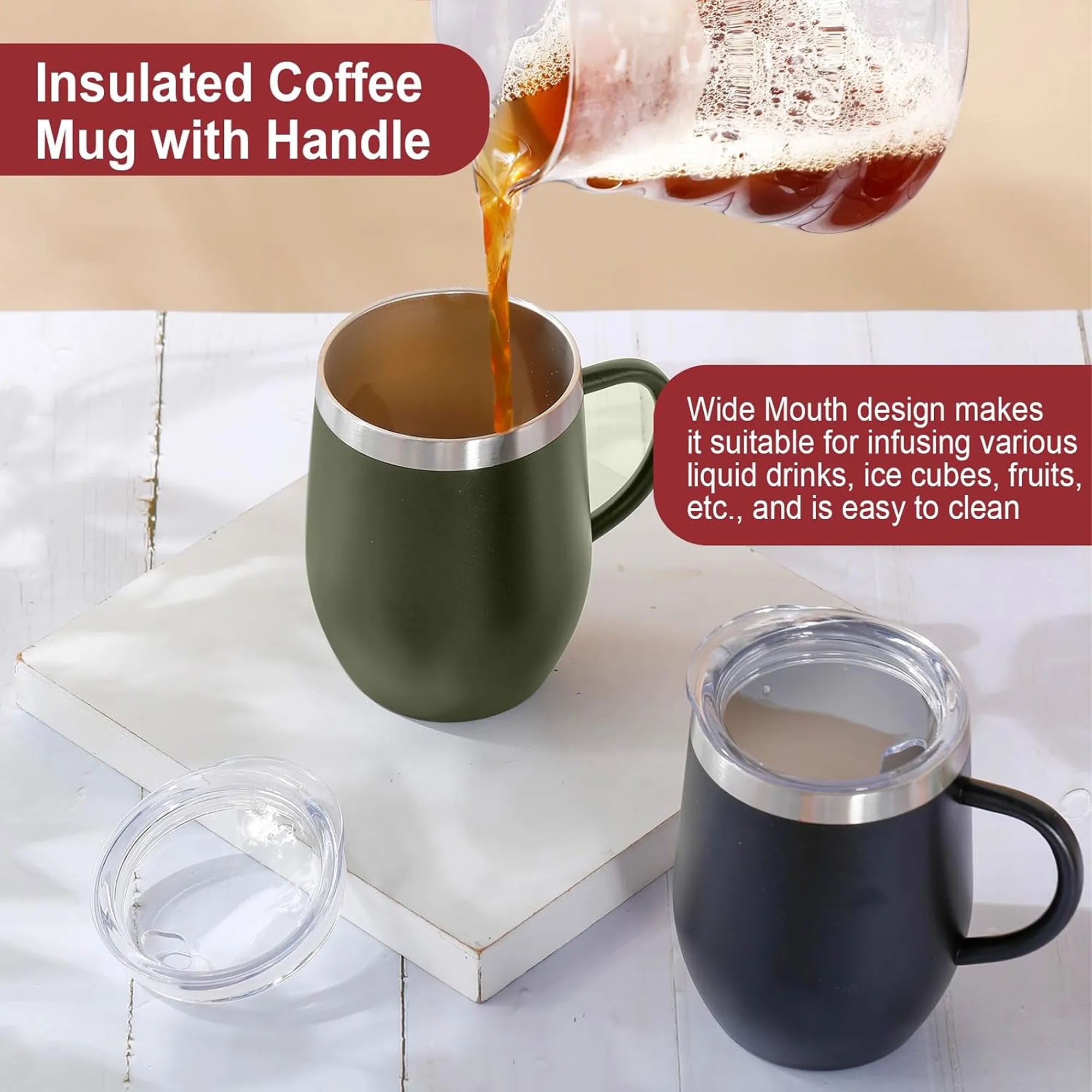 12oz Stainless Steel Coffee Mug With Handle 4