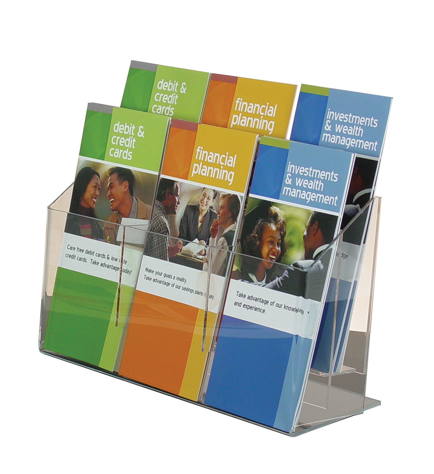 2-tiered 6 pocket Countertop Brochure Holder