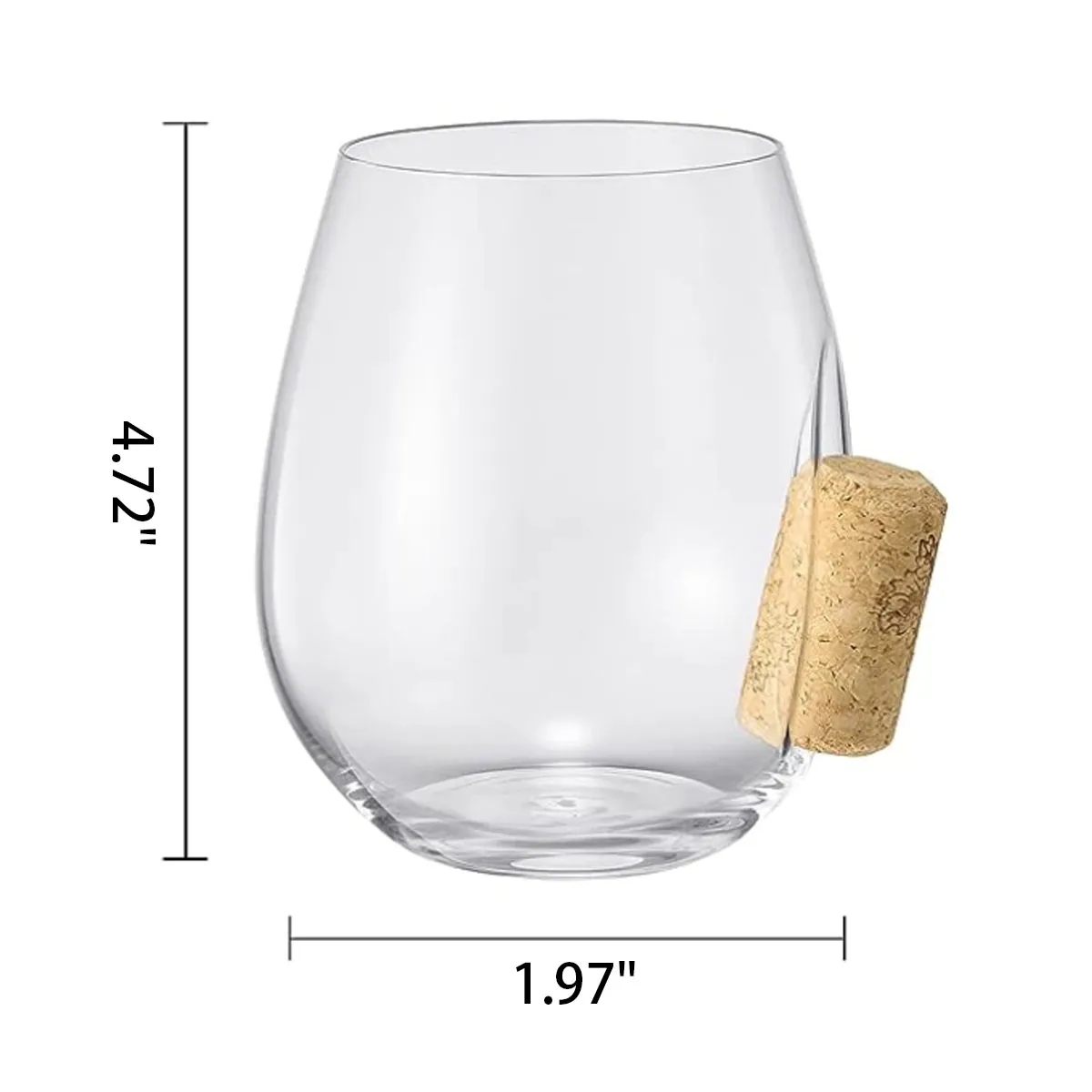 4 Pcs Classic Elegant Transparent Corked Stemless Wine Glass 2