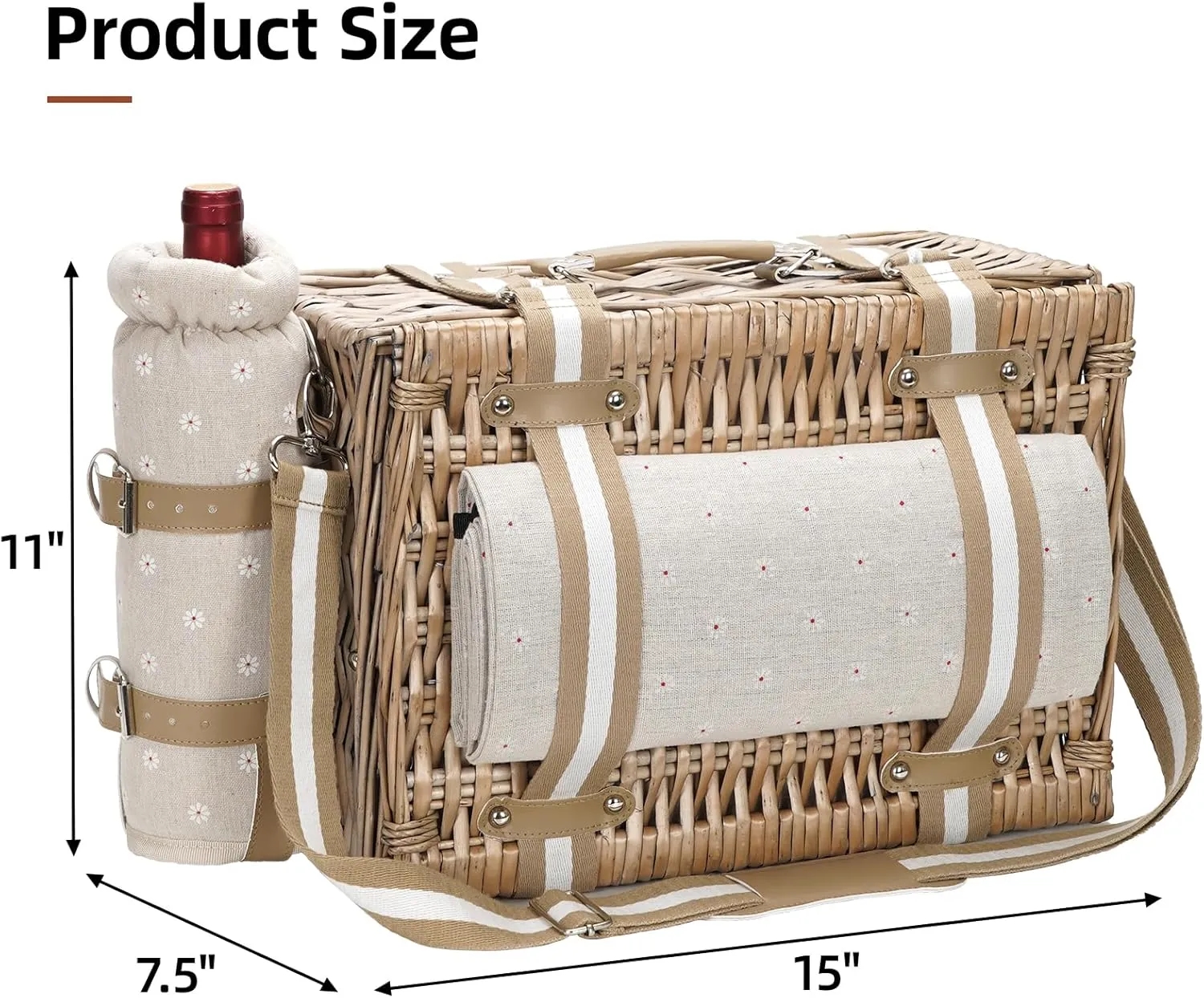 Large Picnic Basket With Insulated Compartment 6