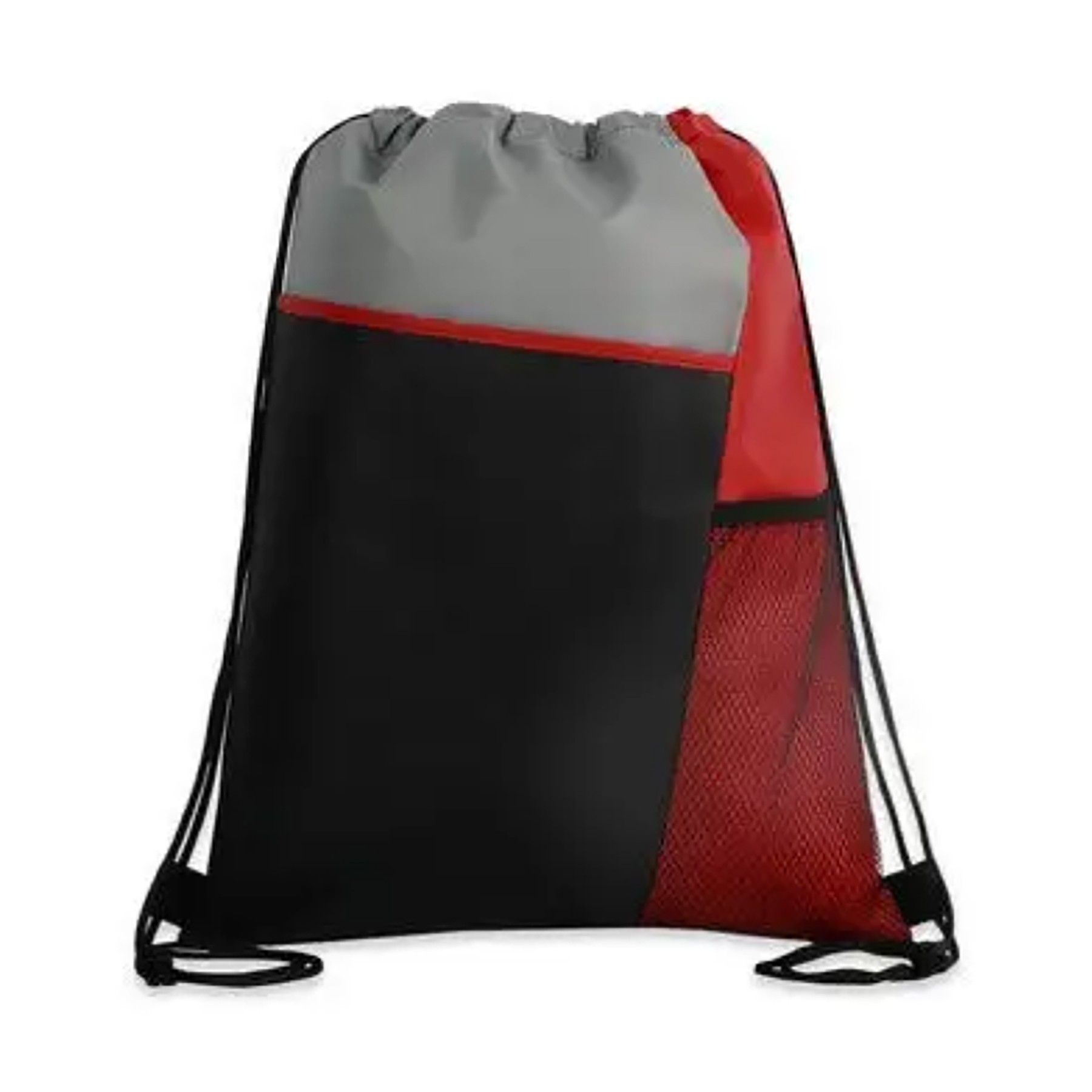 Advertising Tri-Colored Mesh Pocket Drawstring Backpack 1