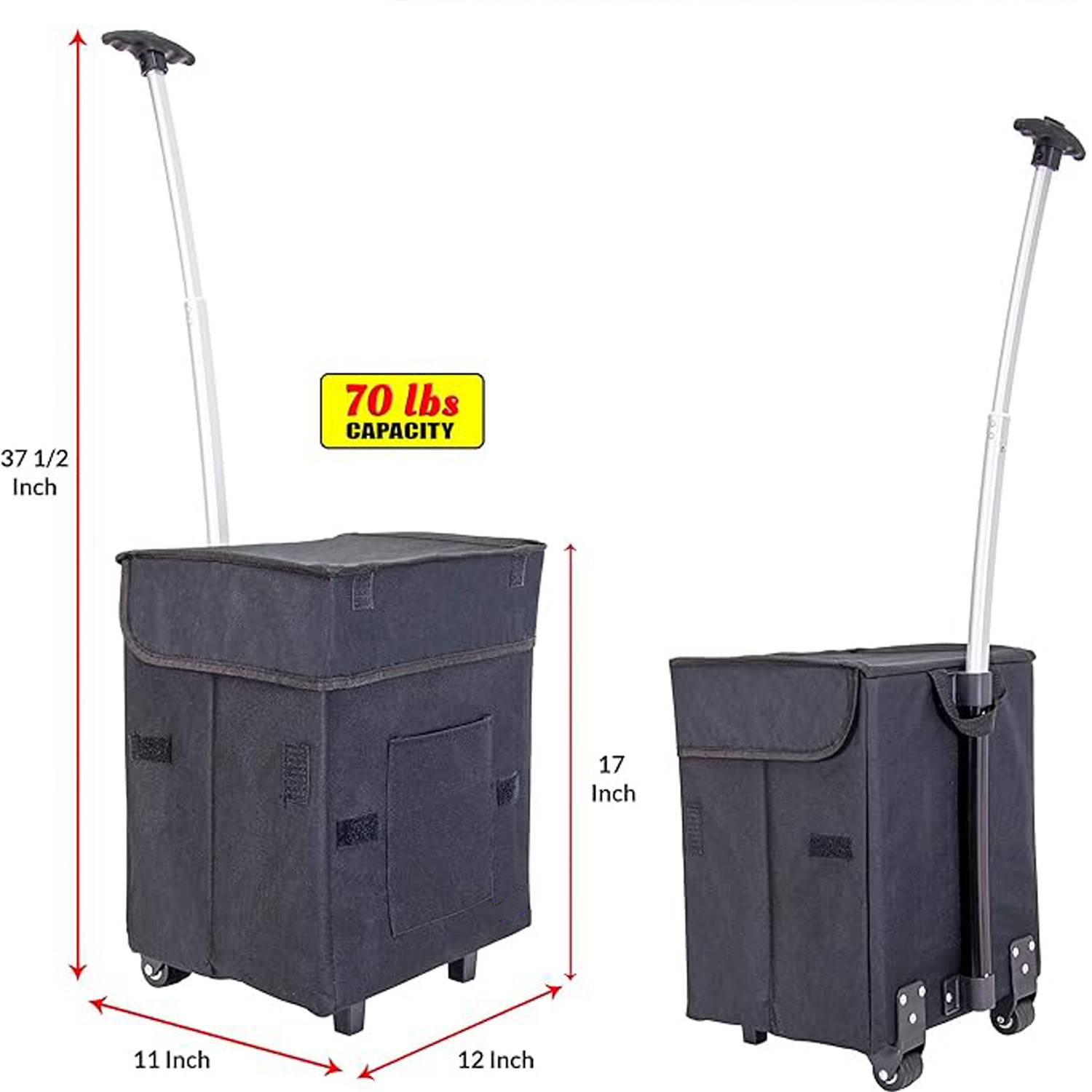 35L Foldable Rolling Utility Cart w/ Large Storage Capacity 4