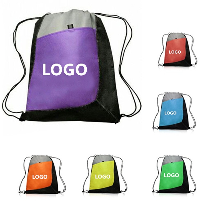 Non-Woven Drawstring Backpacks With Front Pocket 2