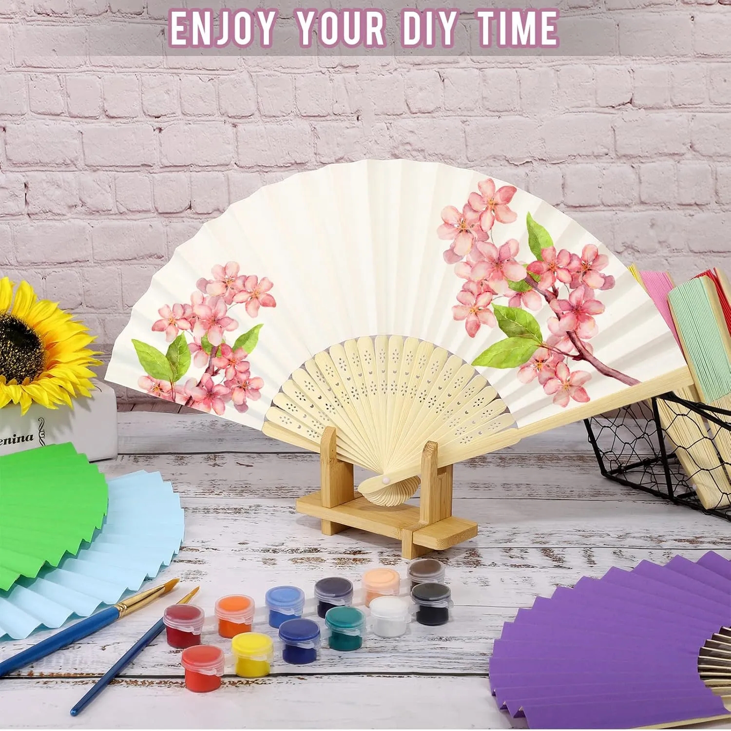 Multicolor Bamboo Folding Fans 2