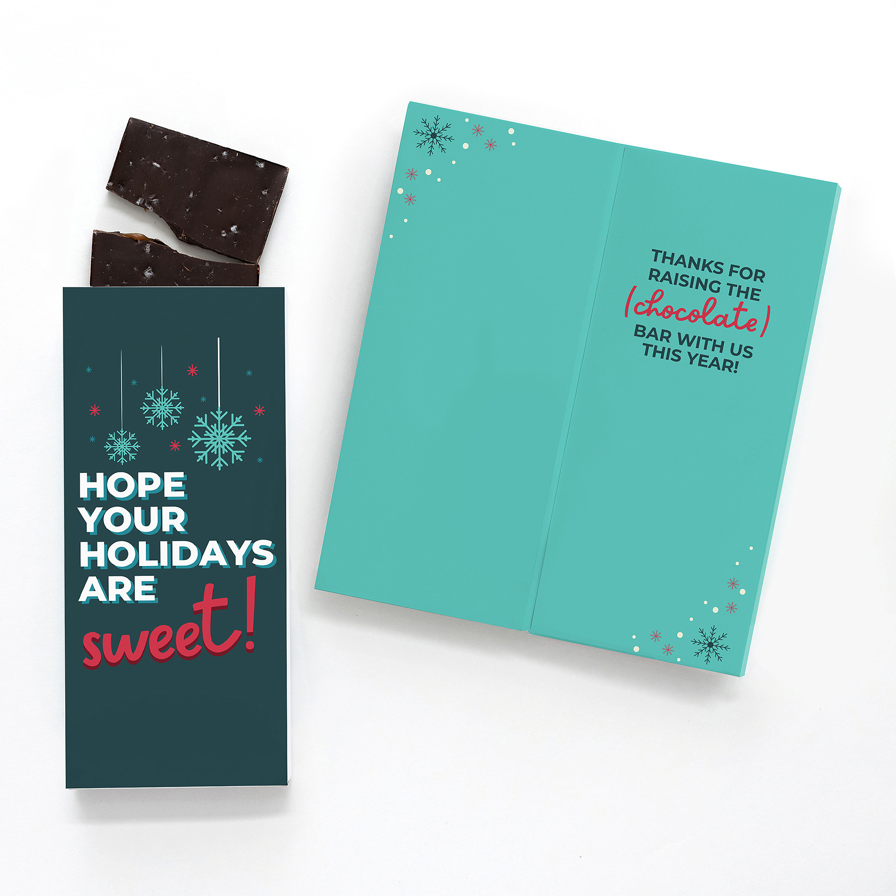 One Color Foil-Stamped Stock Holiday Sentiment Sweeter Cards with Sea Salt Caramel Chocolate Bar 3