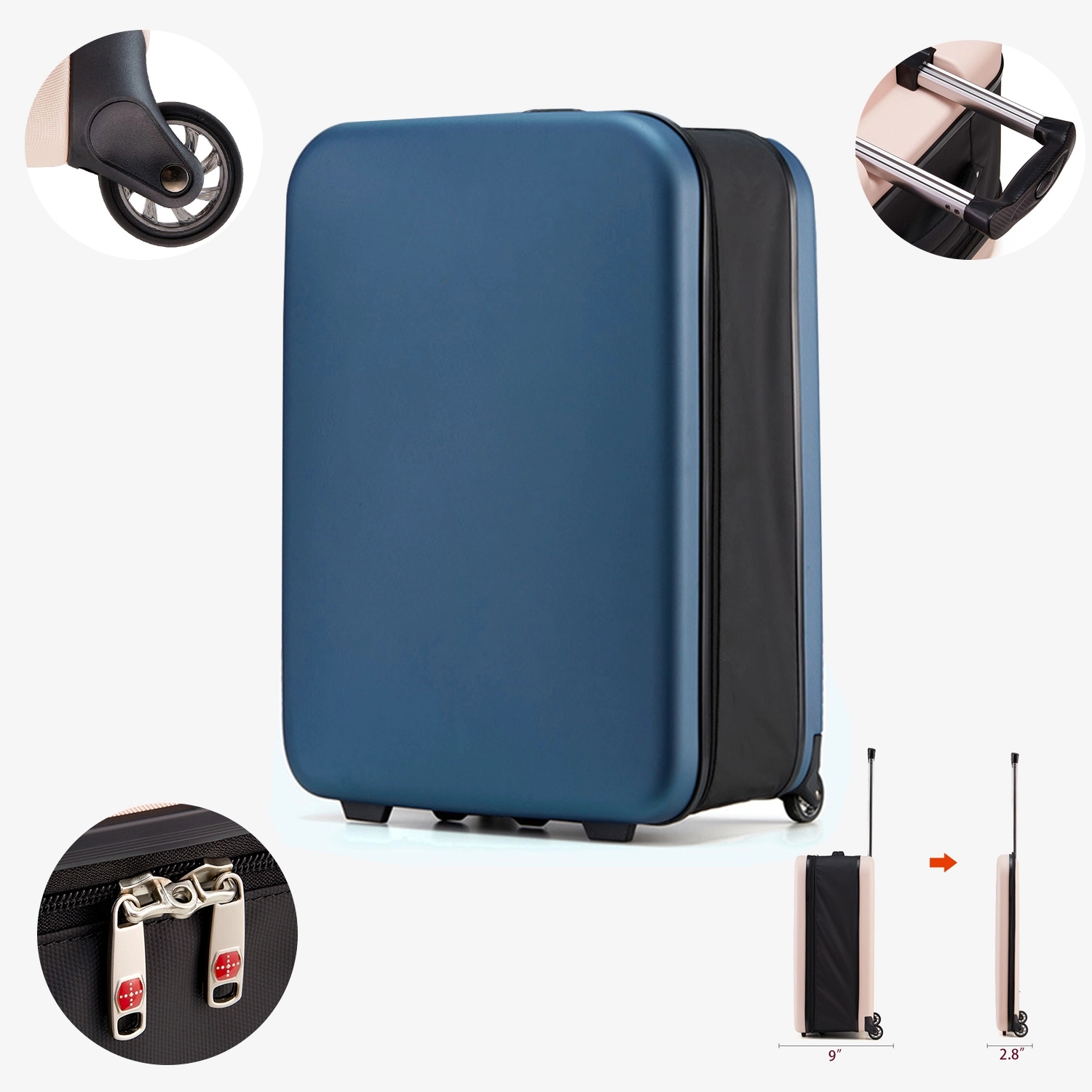 20" Collapsible Suitcase W/ Spinner Wheels 2