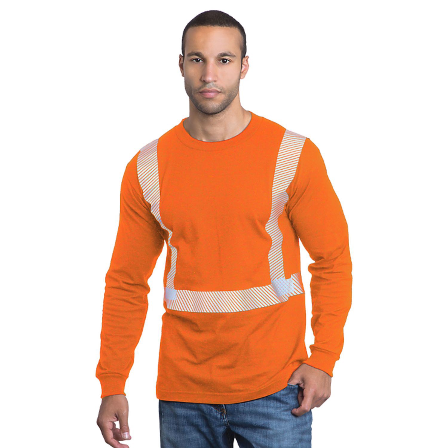 Class 2 USA-Made Poly-Cotton Segmented Safety Long Sleeve T-Shirt 2