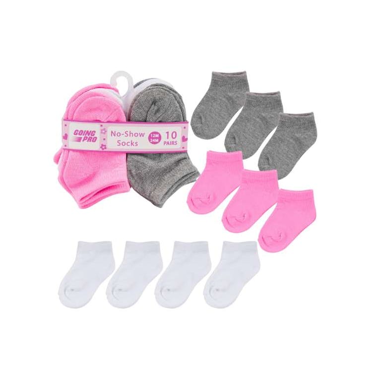 Girls' No-Show Socks - Assorted 12-24M 10 Pk 2