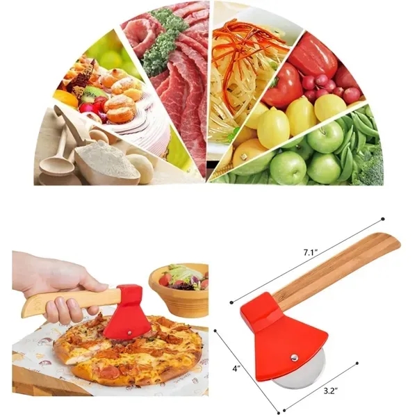 Axe-Style Pizza Cutter with Bamboo Handle 7