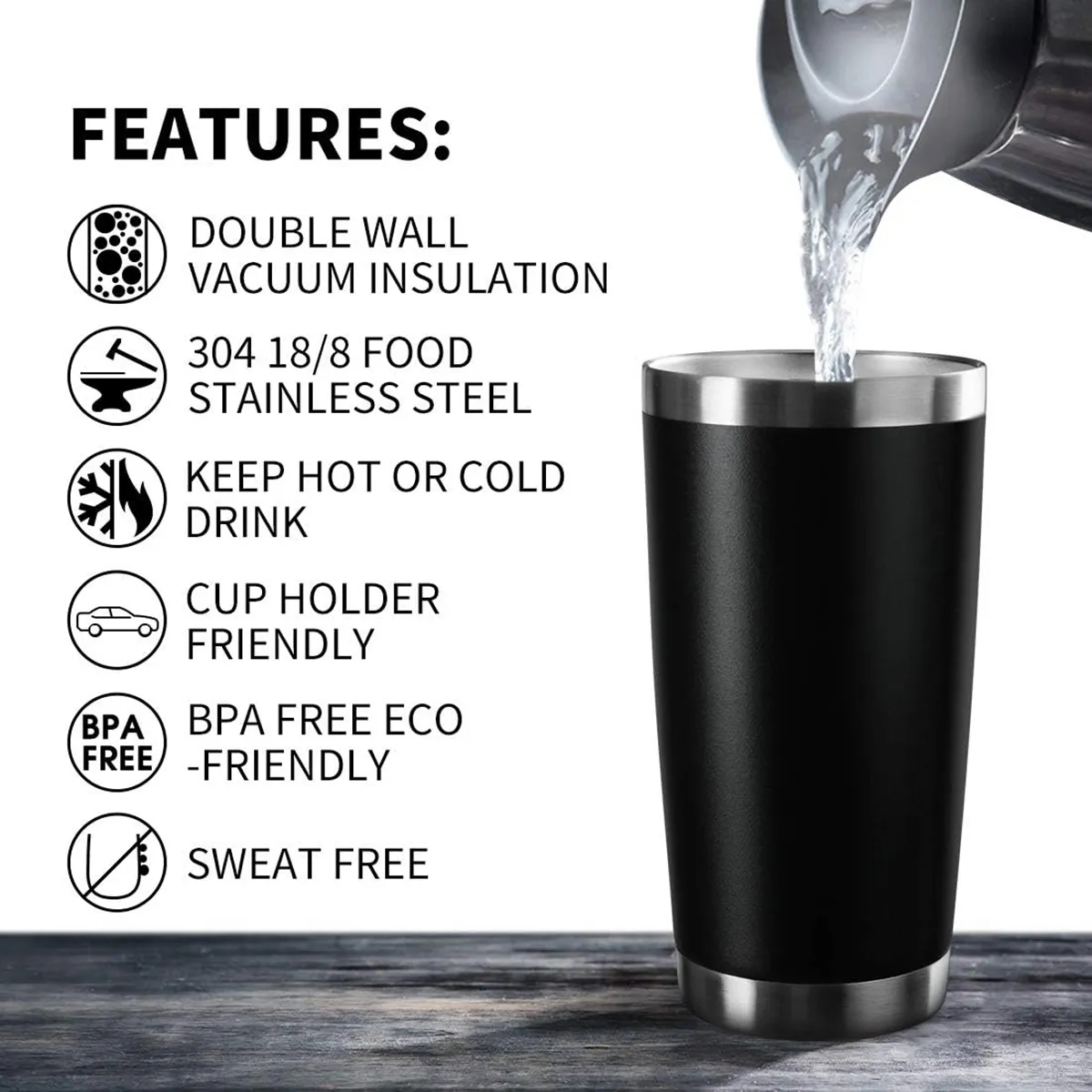 20oz Stainless Steel Tumbler with Lid 2
