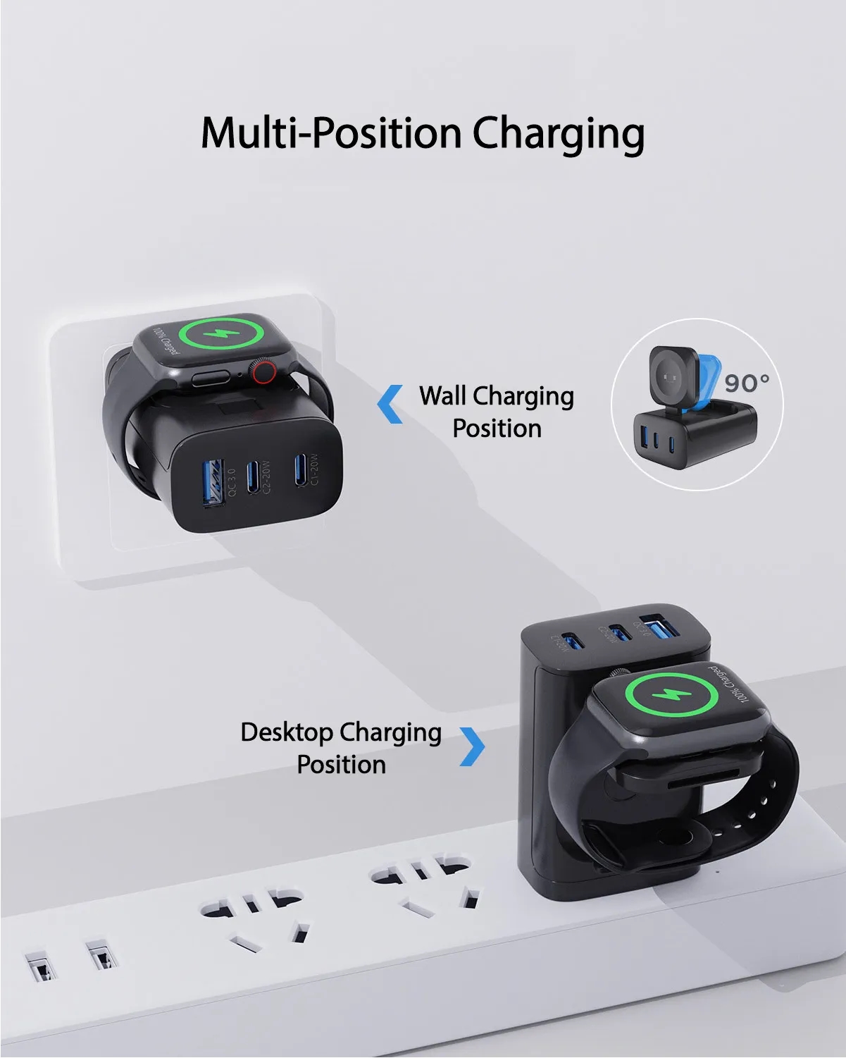 All-in-One Wall Charger with Smart Watch Compatibility 1
