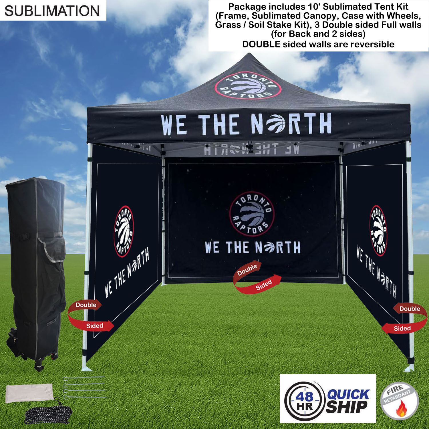 48Hr Quick Ship -Full Privacy Tent Package, 10' Tent kit, 3 DOUBLE sided Full walls (back & 2 sides) 10