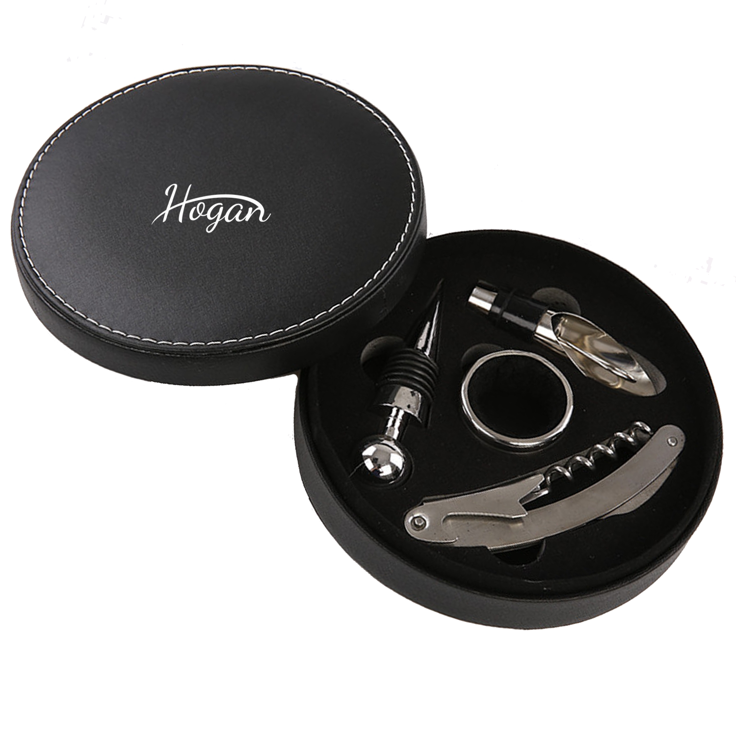 PU Red Wine Bottle Opener Stopper Set 2