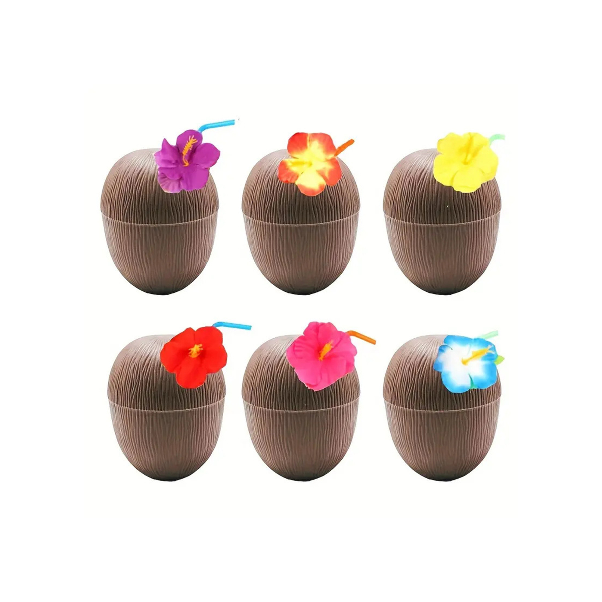 16 Oz Coconut Style Party Cup With Twist Close Lid And Flower Straw 2