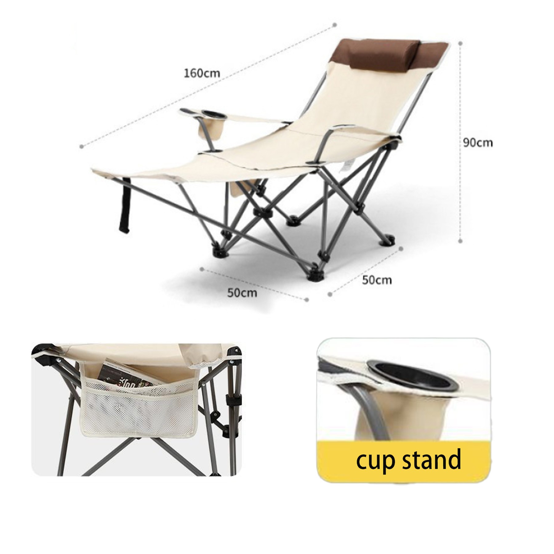 Outdoor Folding Recliner With Side Pocket And Cup Holder 3