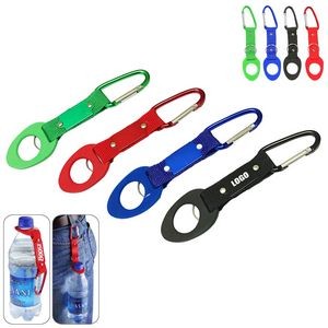 Functional Carabiner Keyring Bottle Holder With Strap And Metal Plate 3