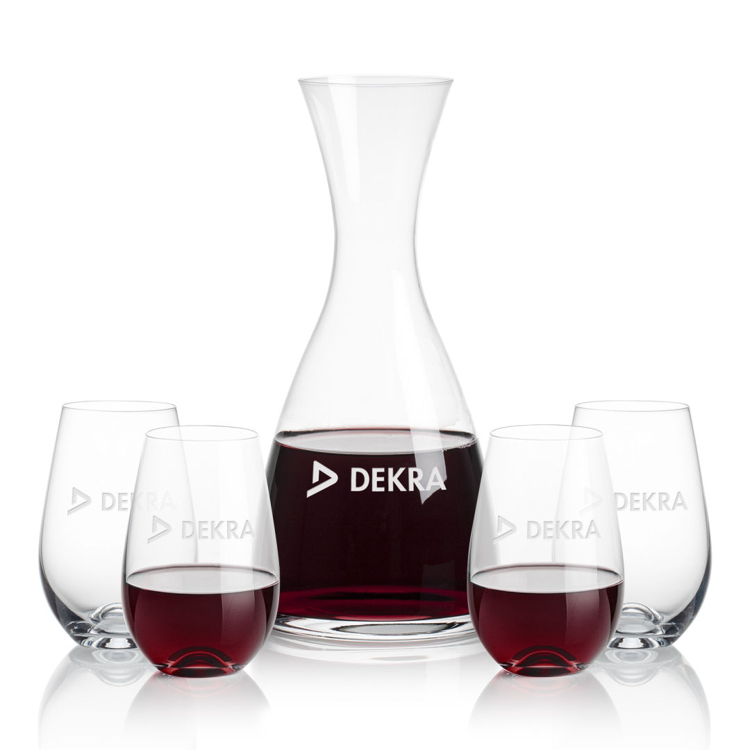 Barham Carafe & Boston Stemless Wine 4