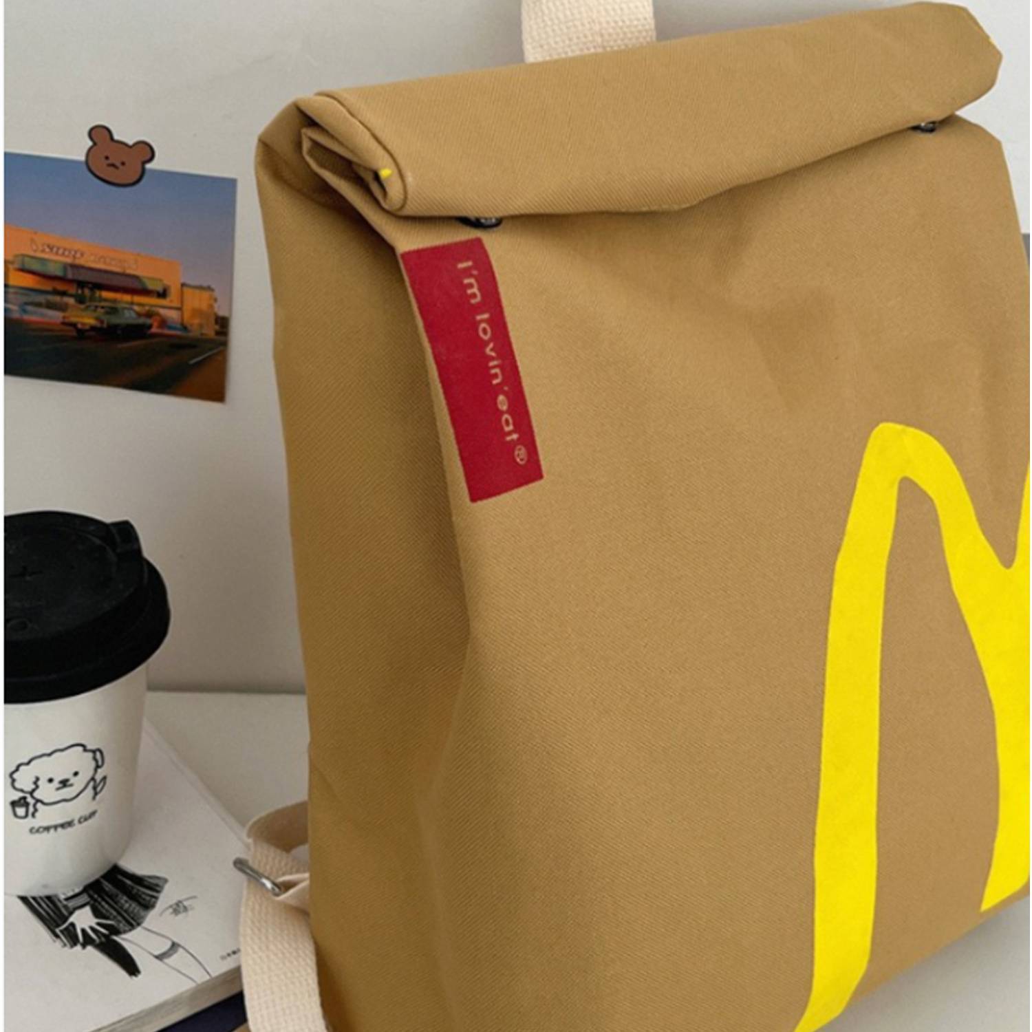Cartoon French Fries Print for Women Stylish Schoolbag 4