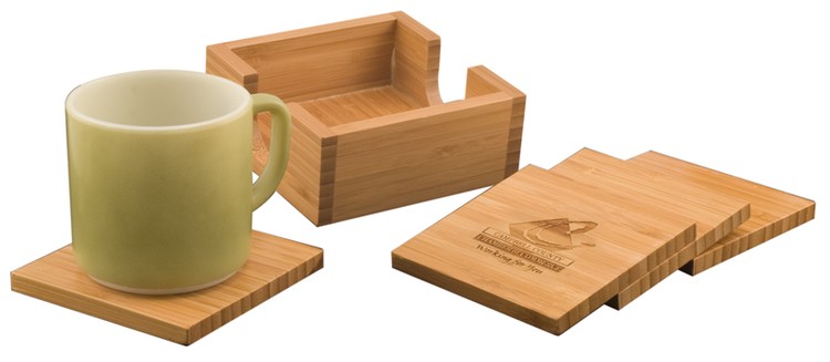 Personalized Bamboo Coaster Set 1
