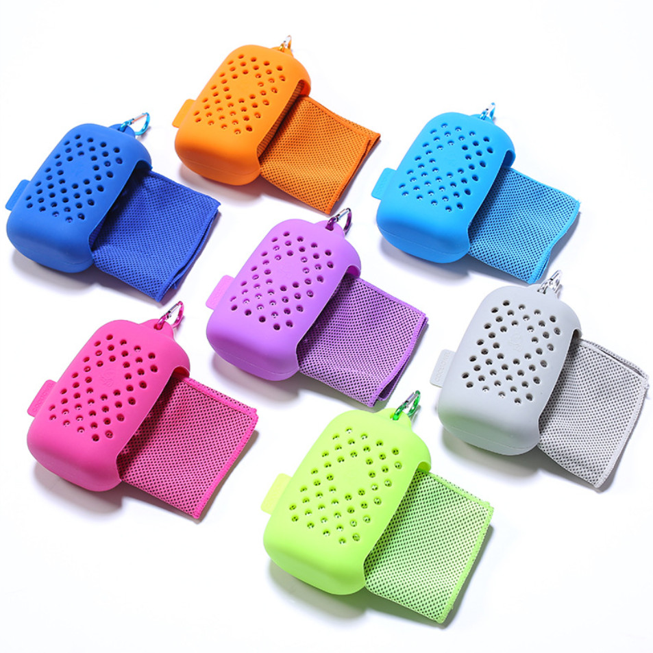 Silicone Case microfiber sports sweat instant cooling towel 7