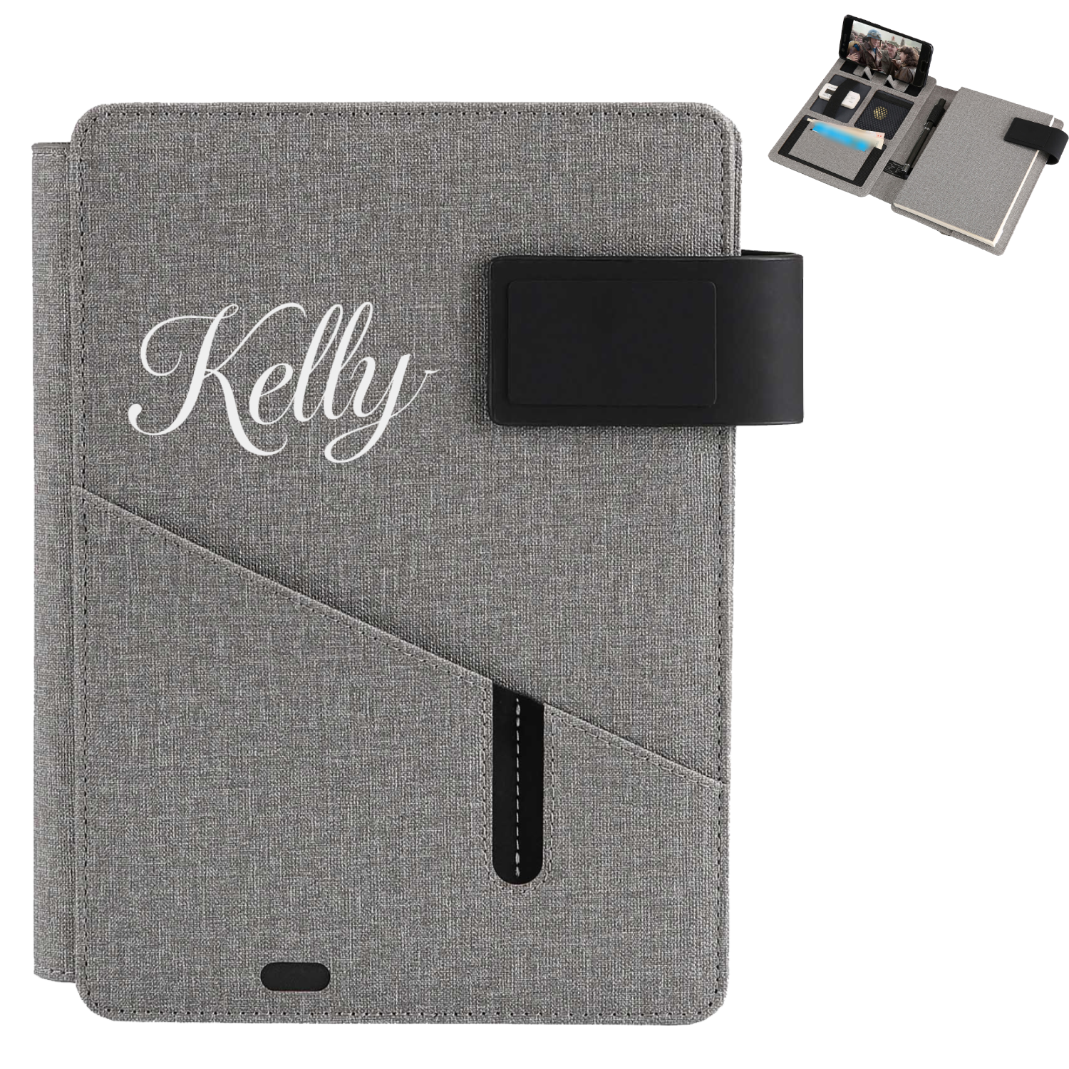 A5 Multifunction PU Leather Notebook w/ Power Bank 8