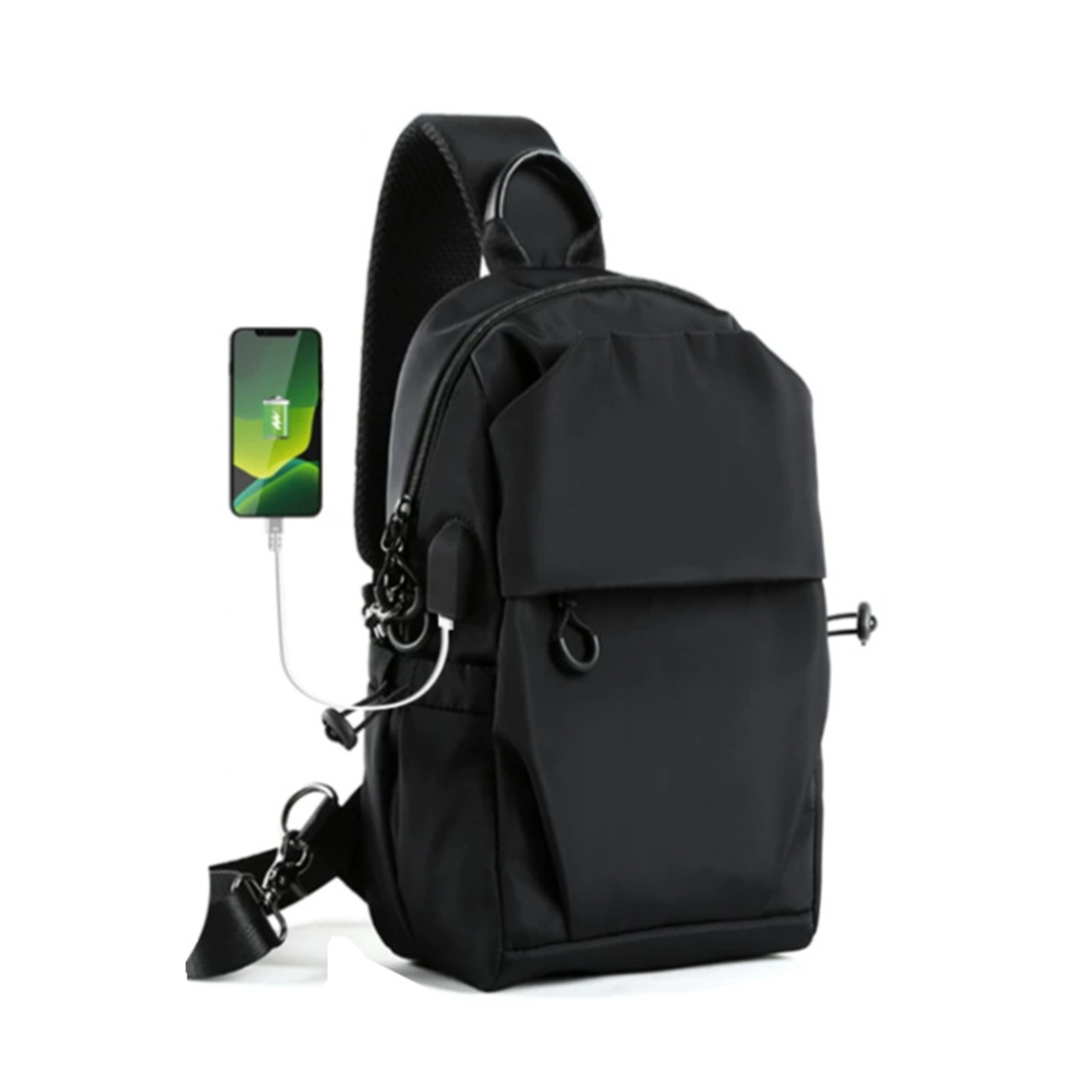 Black Sling Crossbody Backpack Shoulder Bag 2