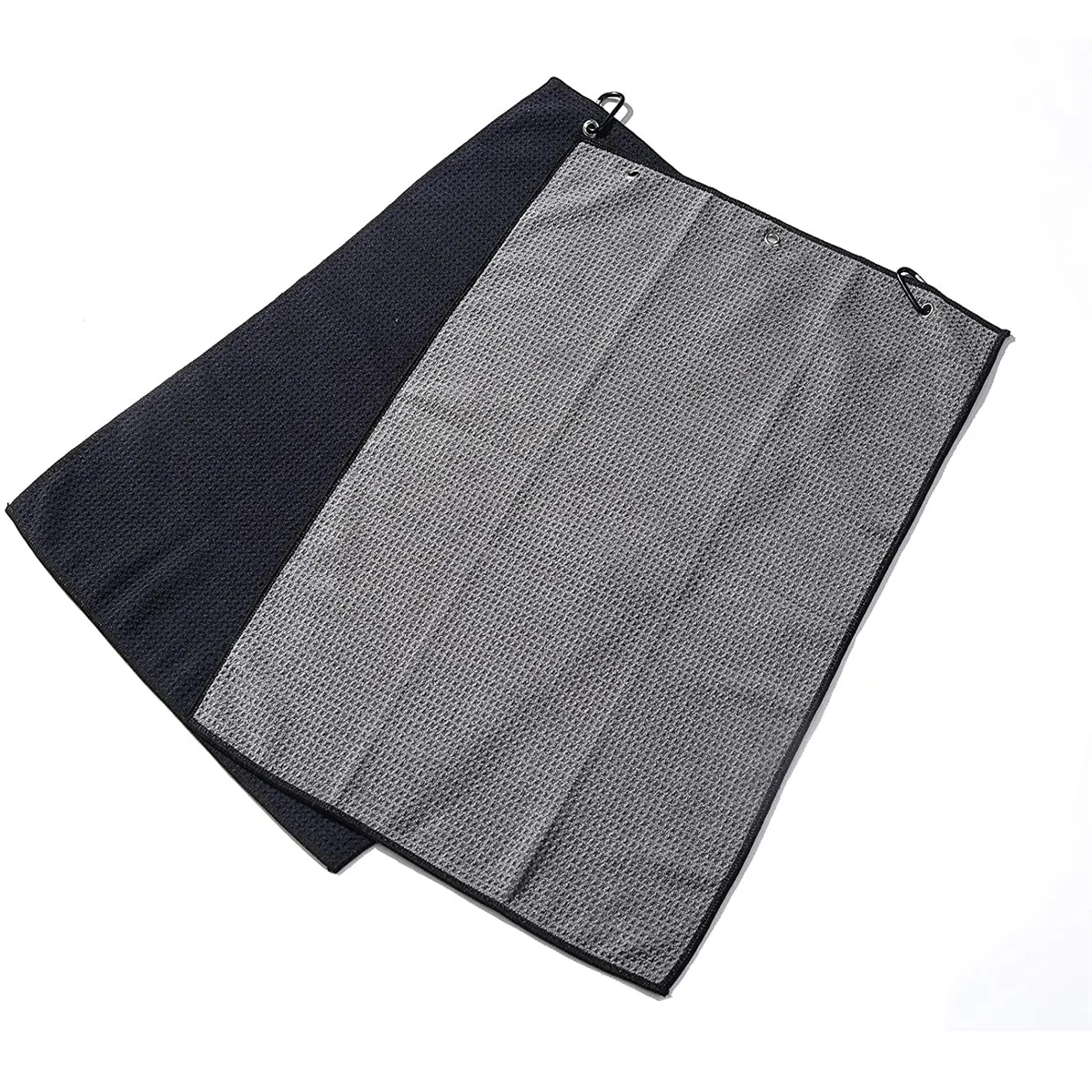 Waffle Pattern Tri-Fold Golf Towel With Clip 6