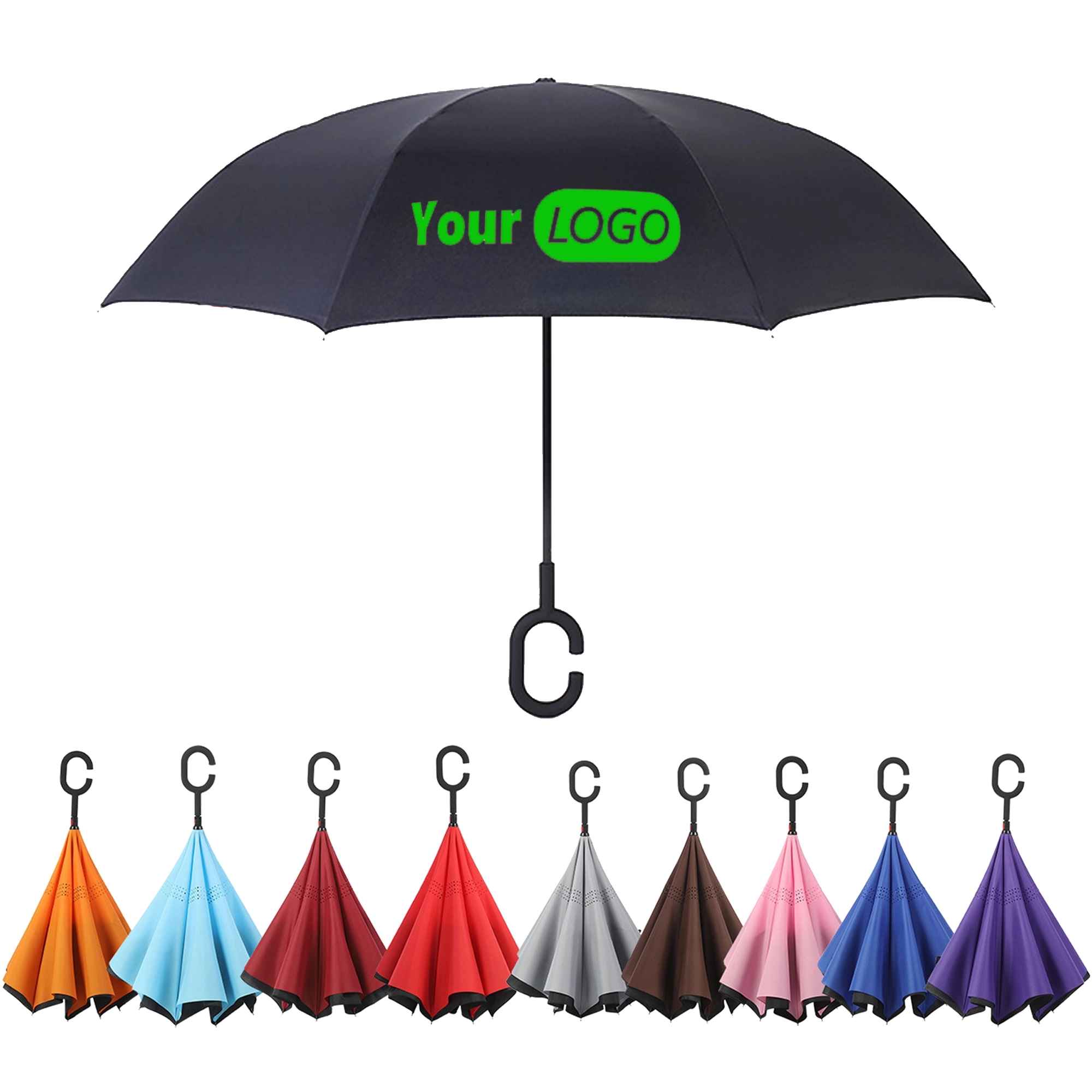 48" Arc Reverse Umbrella with C-Shaped Handle