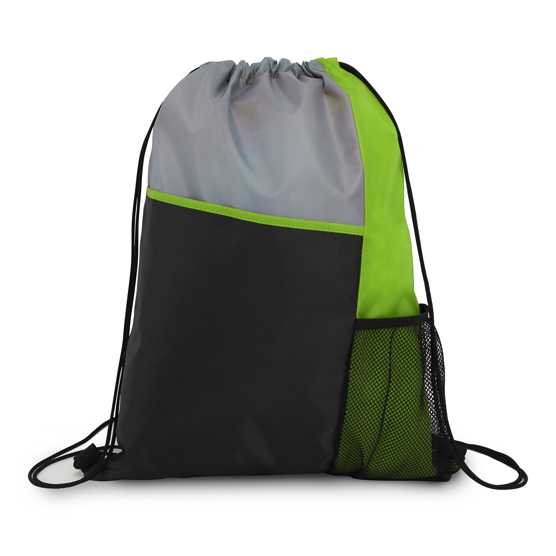 Slant-Pocket Drawstring Gym Backpack With Side Mesh Pocket 6