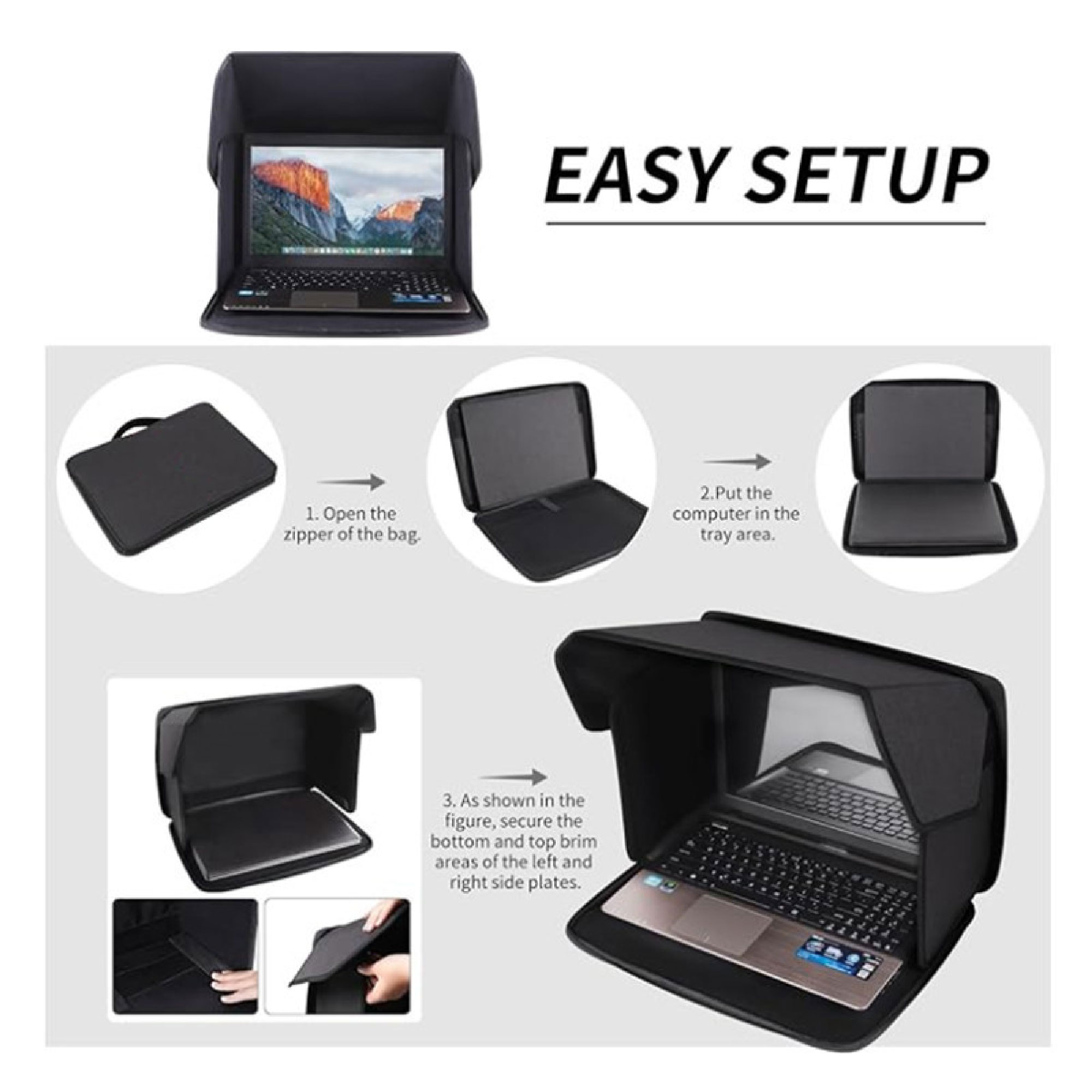 14-inch Lightweight Laptop Privacy & Sun Glare Shade For Outdoor Workers Use 3
