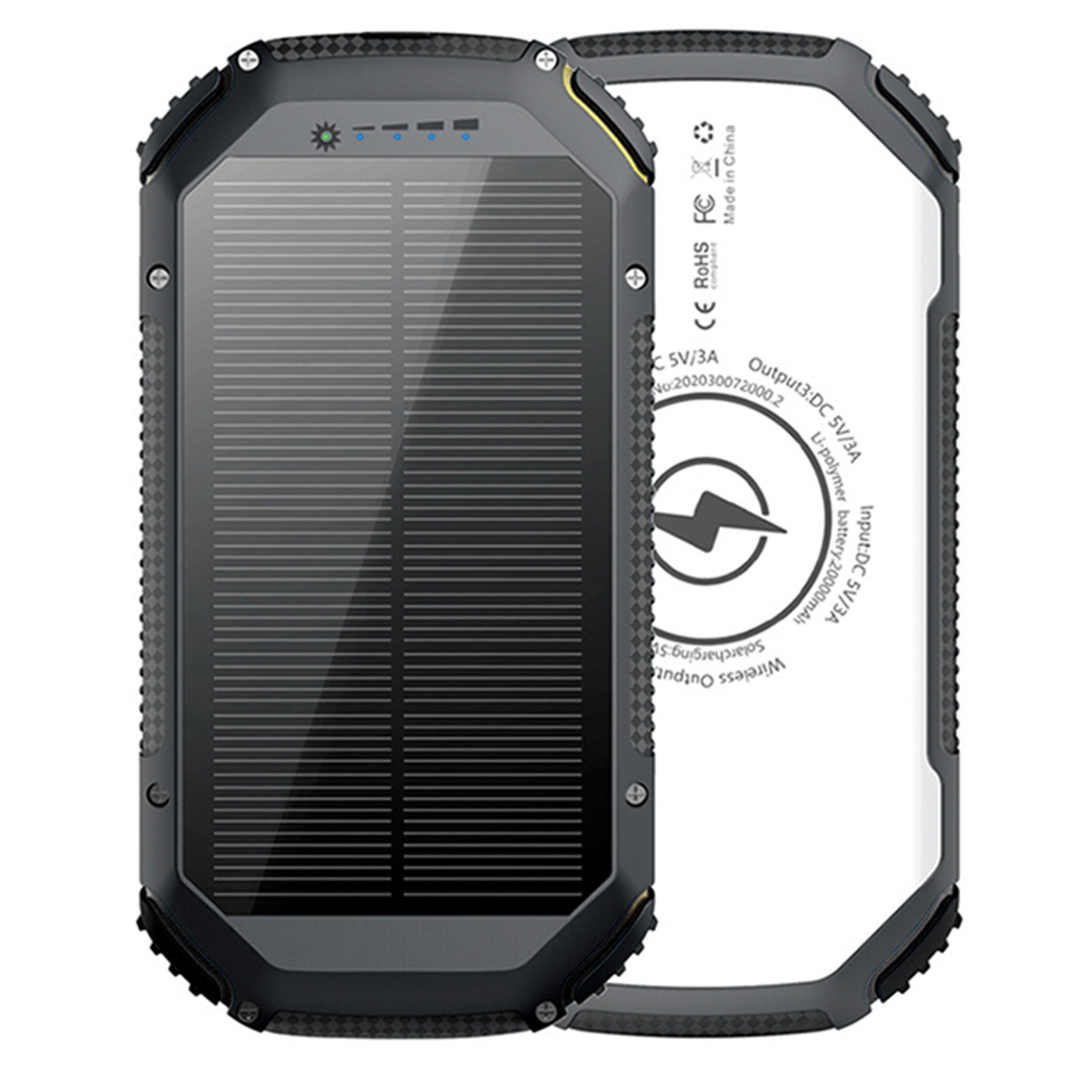 Wireless Charging 3-Output Solar Power Bank Flashlight 2