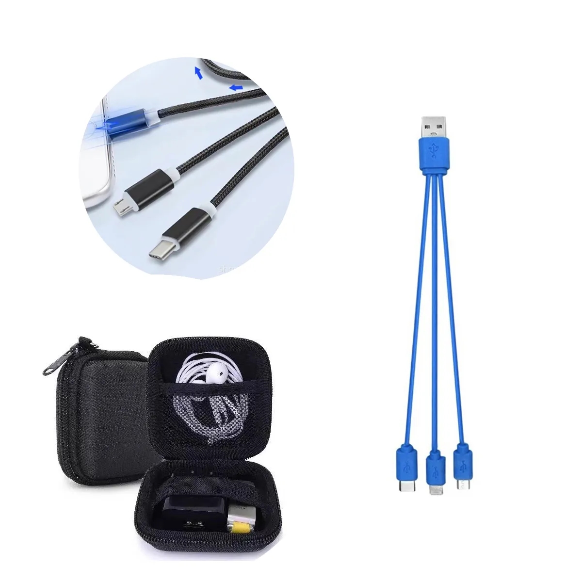 3 In 1 Charging Cable Kit With Keyring Case 3