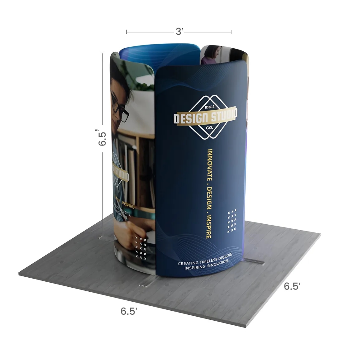 6.5ft Magnetic Modular Fabric Display - Tower Island Shape 5