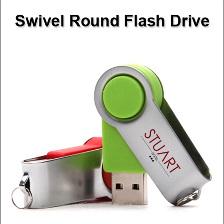 Round Swivel Flash Drive / USB - 128 MB Memory
