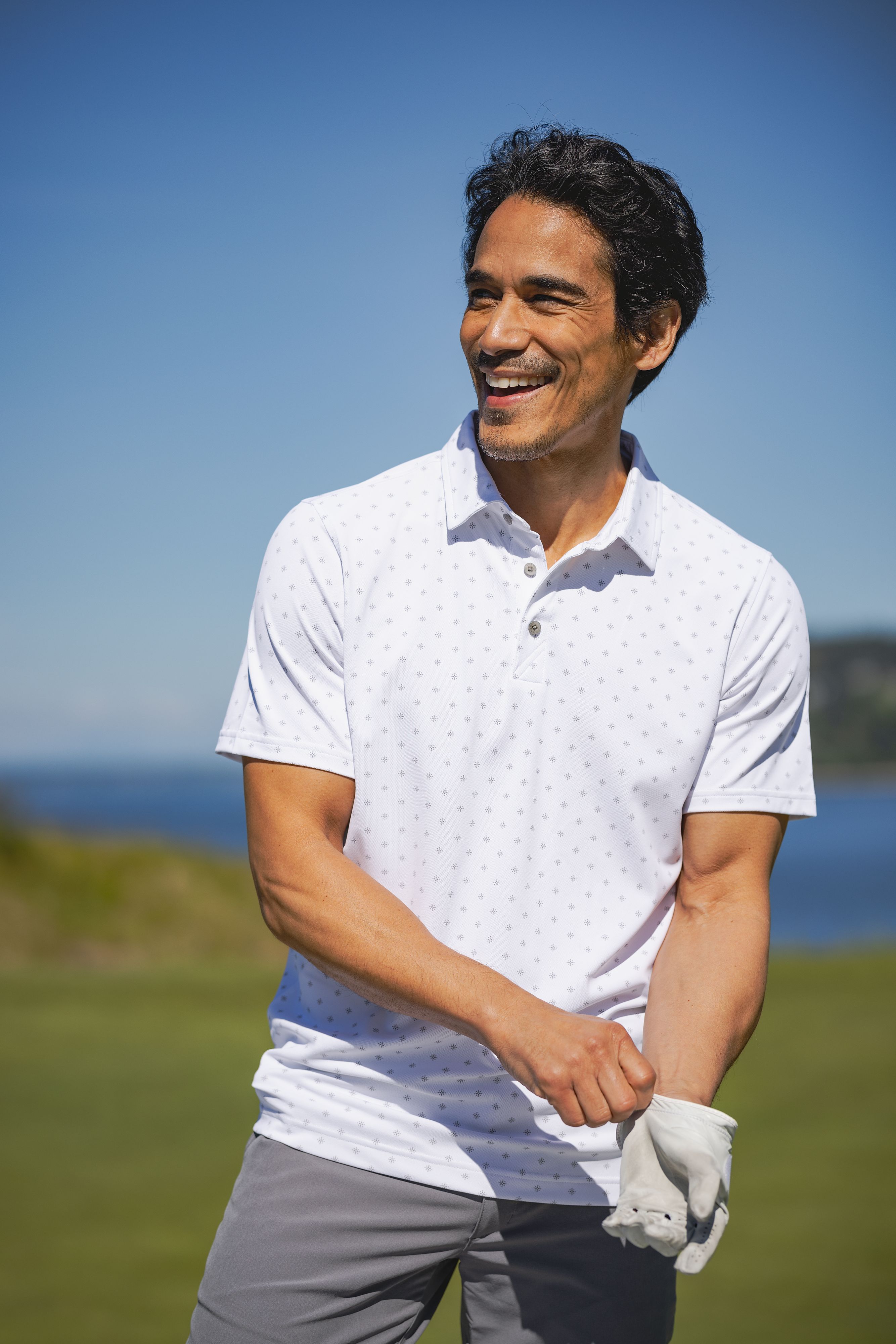 Cutter & Buck Virtue Recycled Tile Print Featherlight Pique Mens Big & Tall Polo Big & Tall 25