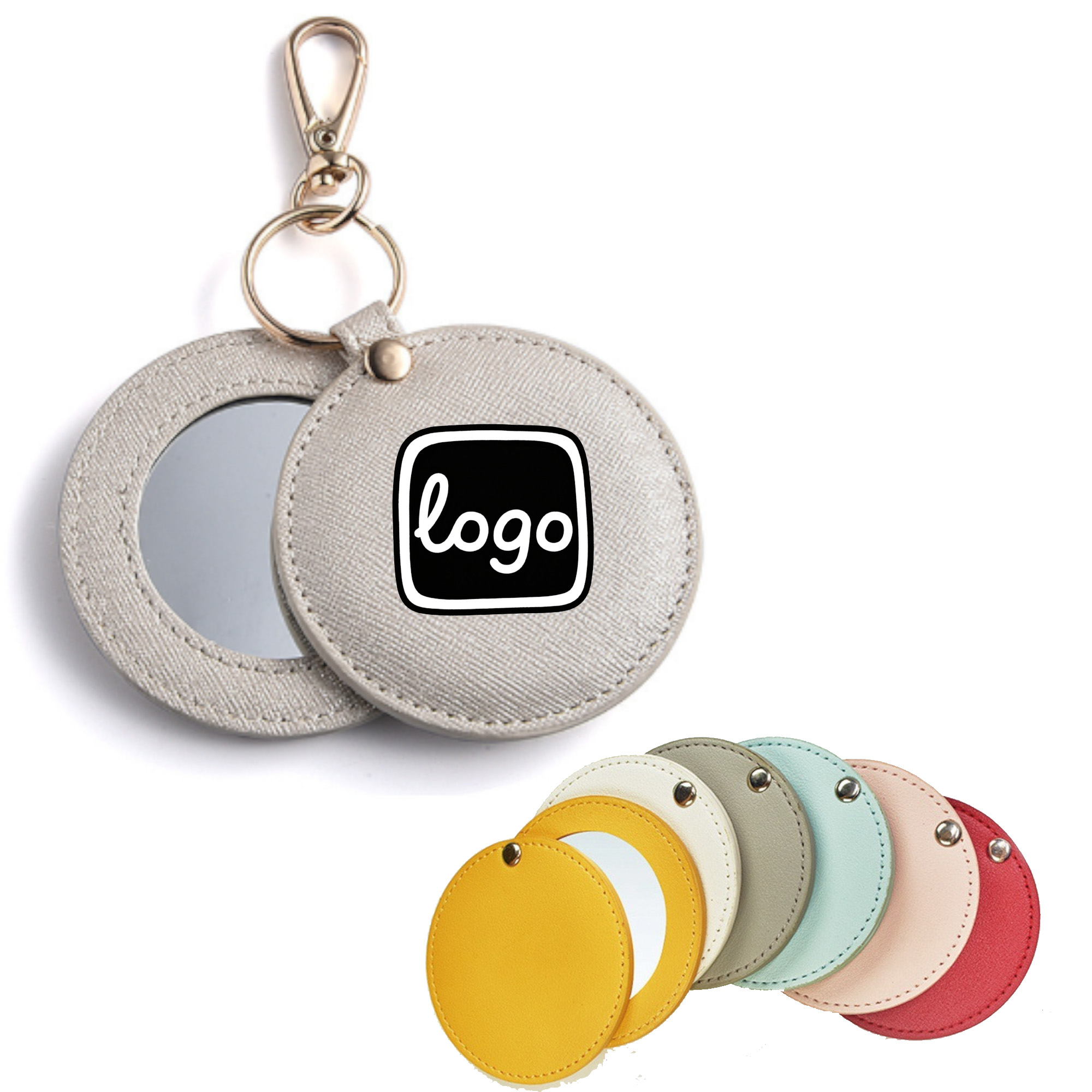 3.2" PU Round Mirror Double sided Pocket 1
