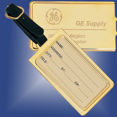 GOLD PLATEDBRASS LUGGAGE TAGW/ INSERT 2