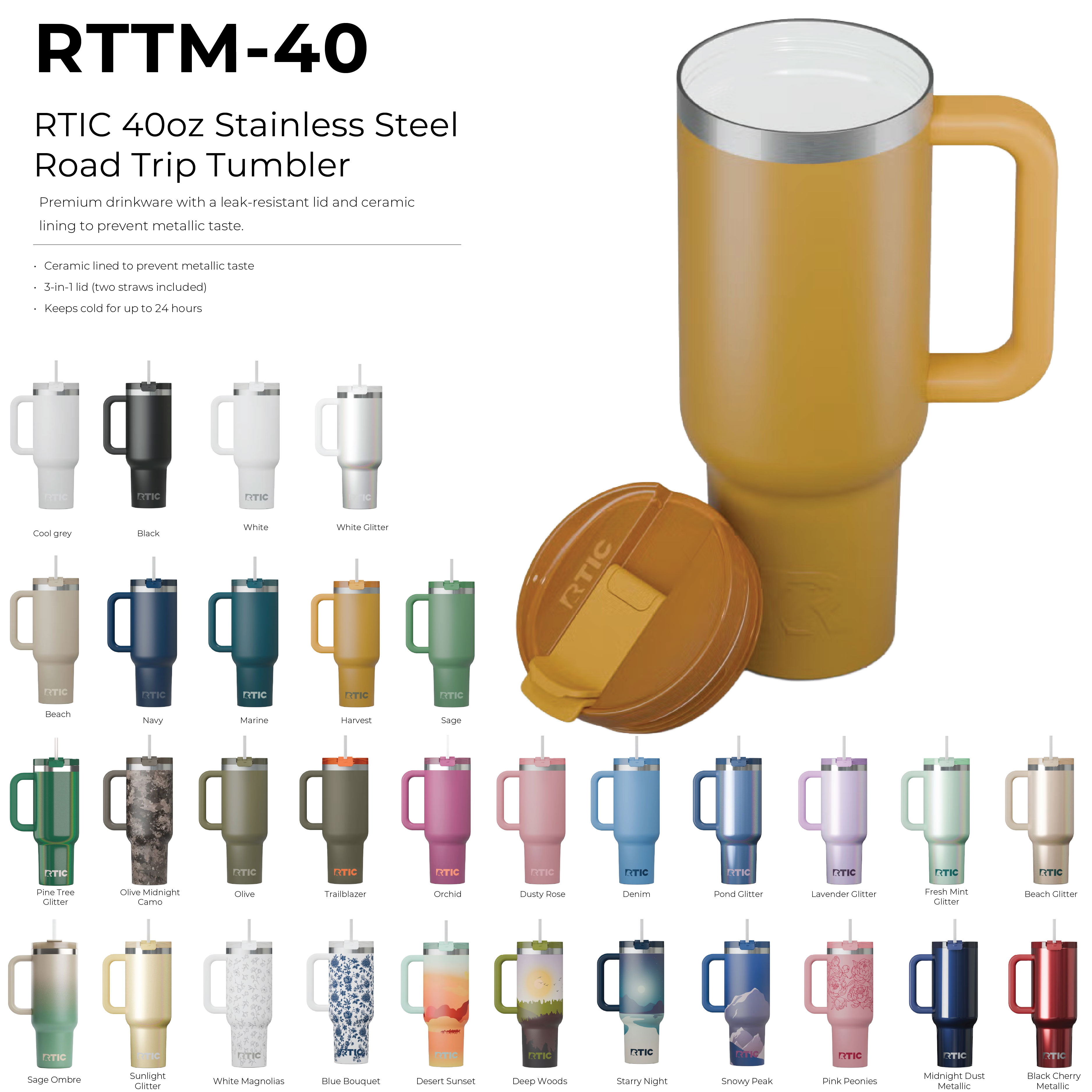 RTIC 40oz Stainless Steel Road Trip Tumbler 77
