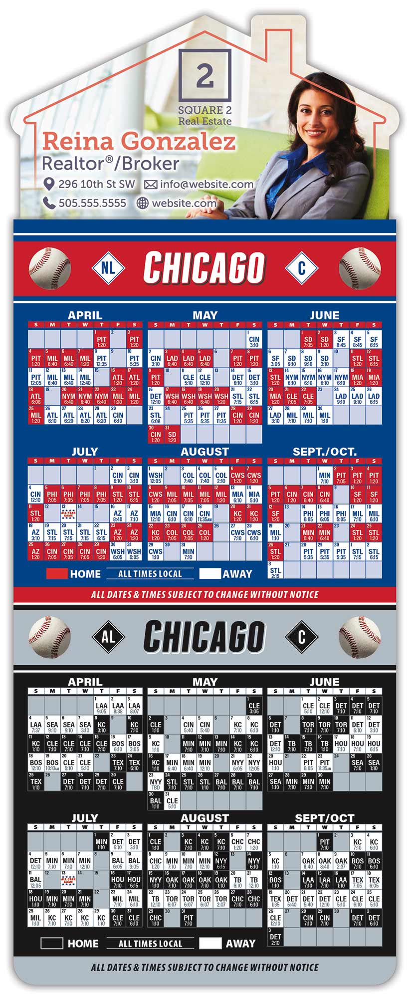 Magna-Card House Shape Magnet - Baseball Schedules (3.5 x 9) 1