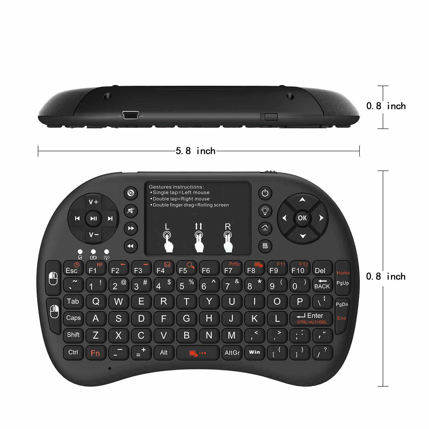 Mini Wireless Keyboard with Touchpad 1