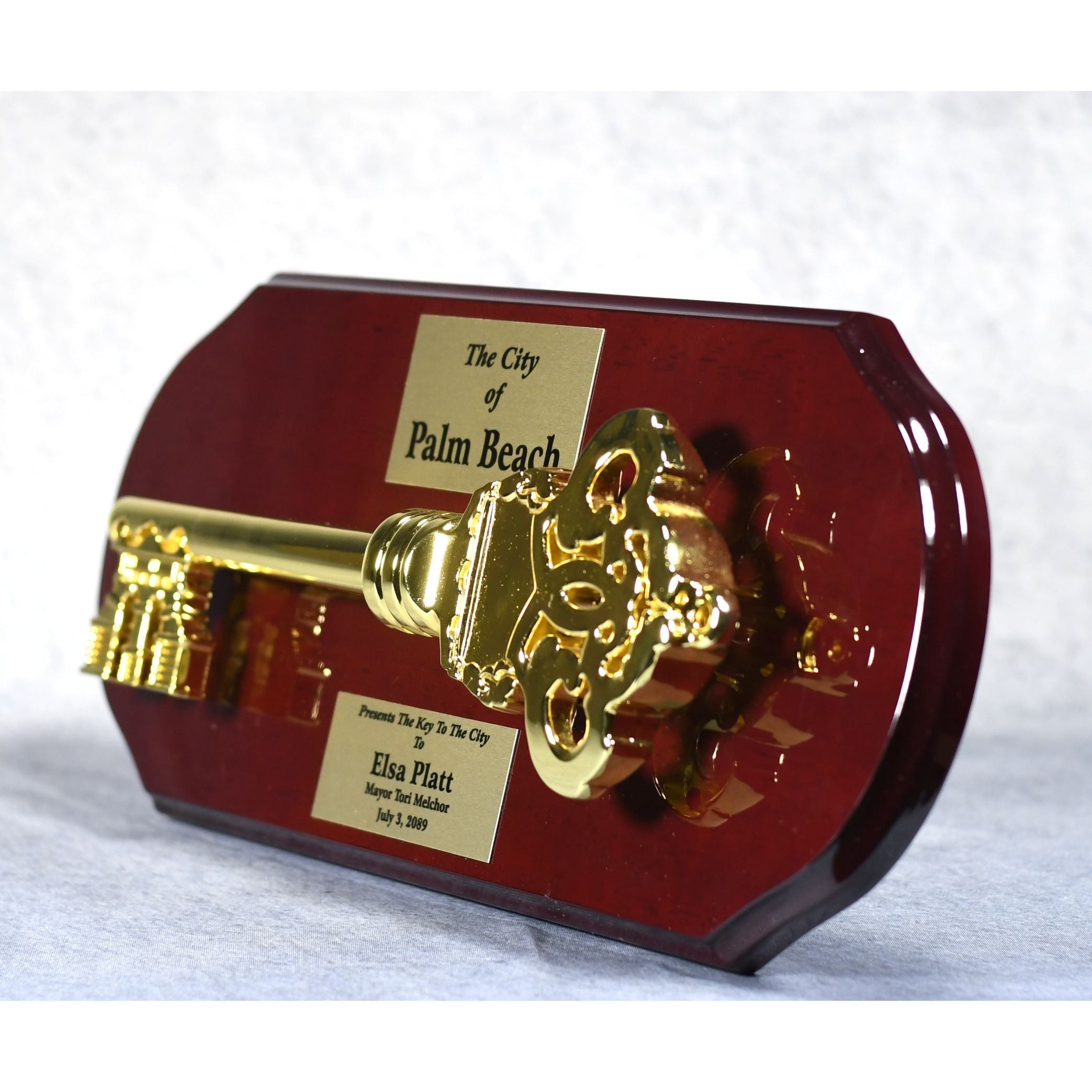 Gold Key Mounted On Rosewood Plaque 2