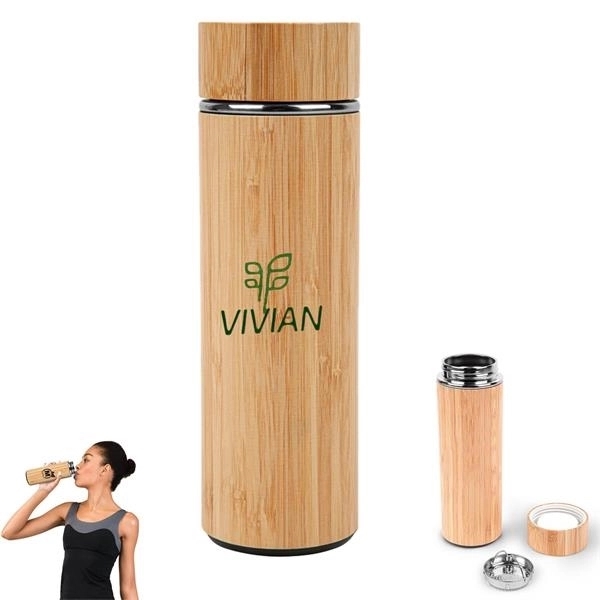 16 OZ Vacuum Sealed Eco Bamboo Bottle 2