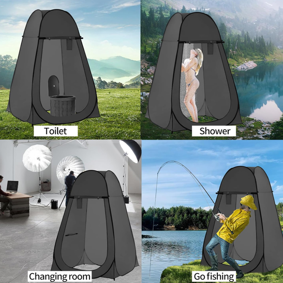 4ft Privacy Shelter Tent with Camping Toilet Set & Backpack 3